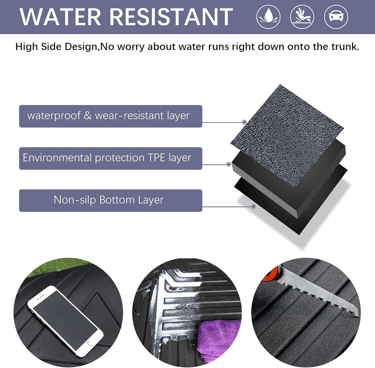 Black TPO All Weather Cargo Liner Trunk Mat F7837