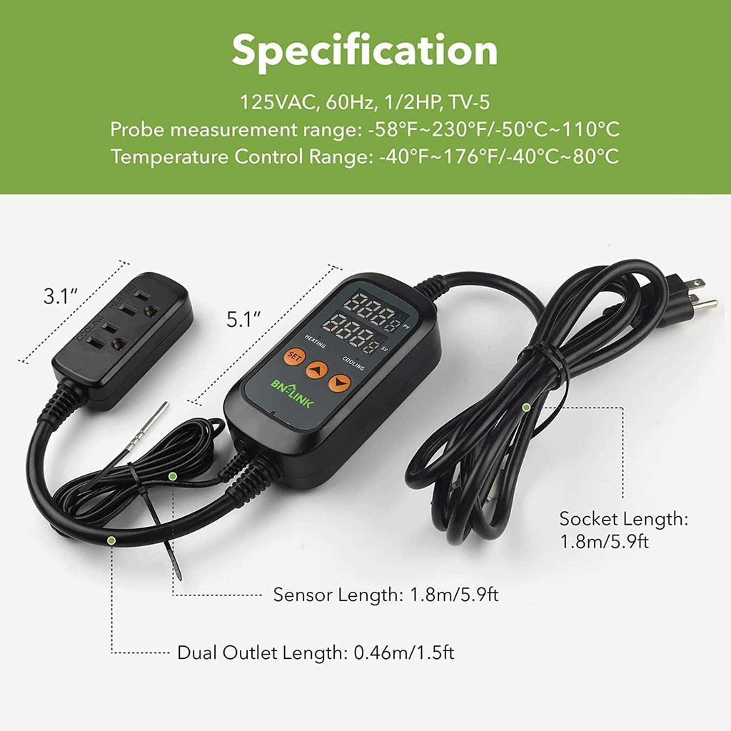 Digital Temperature Controller Outlet Thermostat Plug K339960
