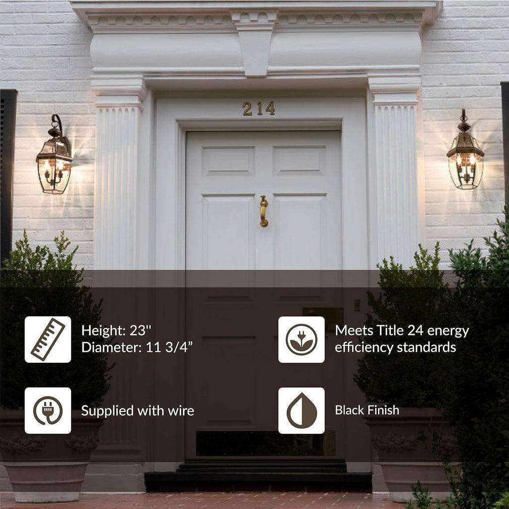 Black Three-Light Outdoor Wall Lantern R834