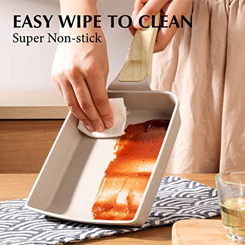 Nonstick Granite Omelette Pan with Spatula, 6" x 7" (Grey) S800521