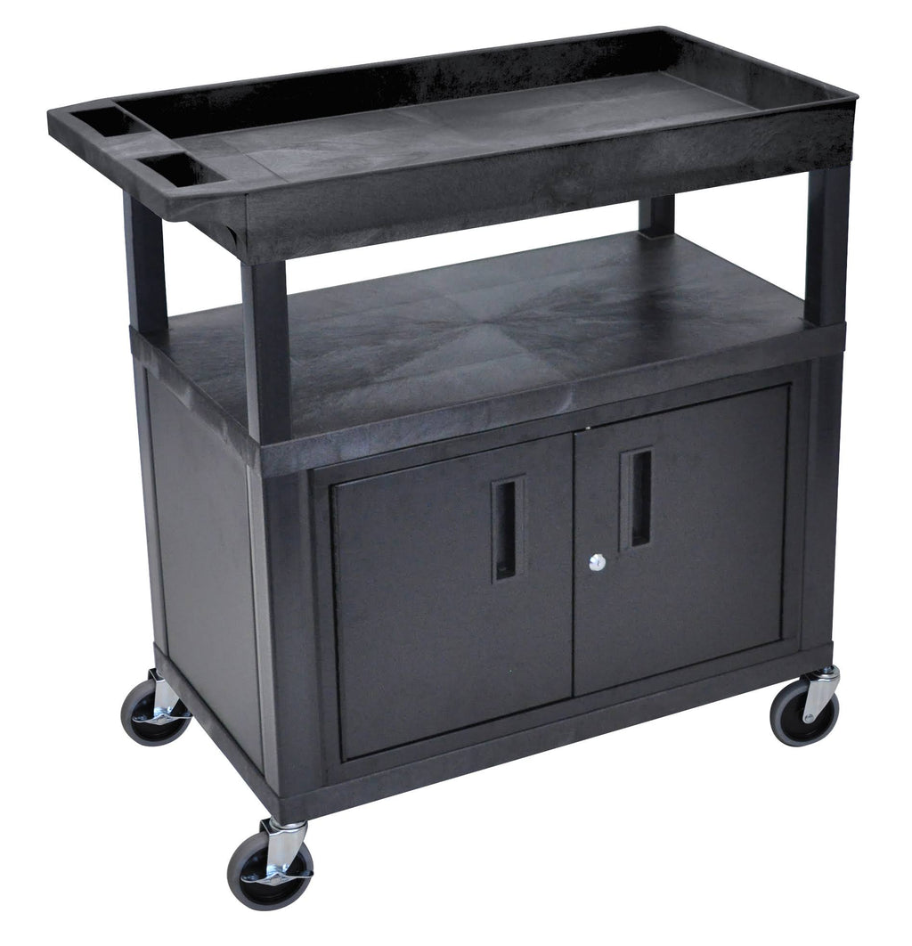 Black Two Flat One Tub Shelves Utility Cart T740