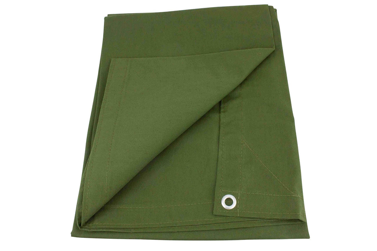 20 x 20 Canvas Tarp 12oz Heavy Duty Water Resistant Green E117