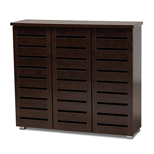 Dark Brown 3-Door Shoe Storage Cabinet E500548