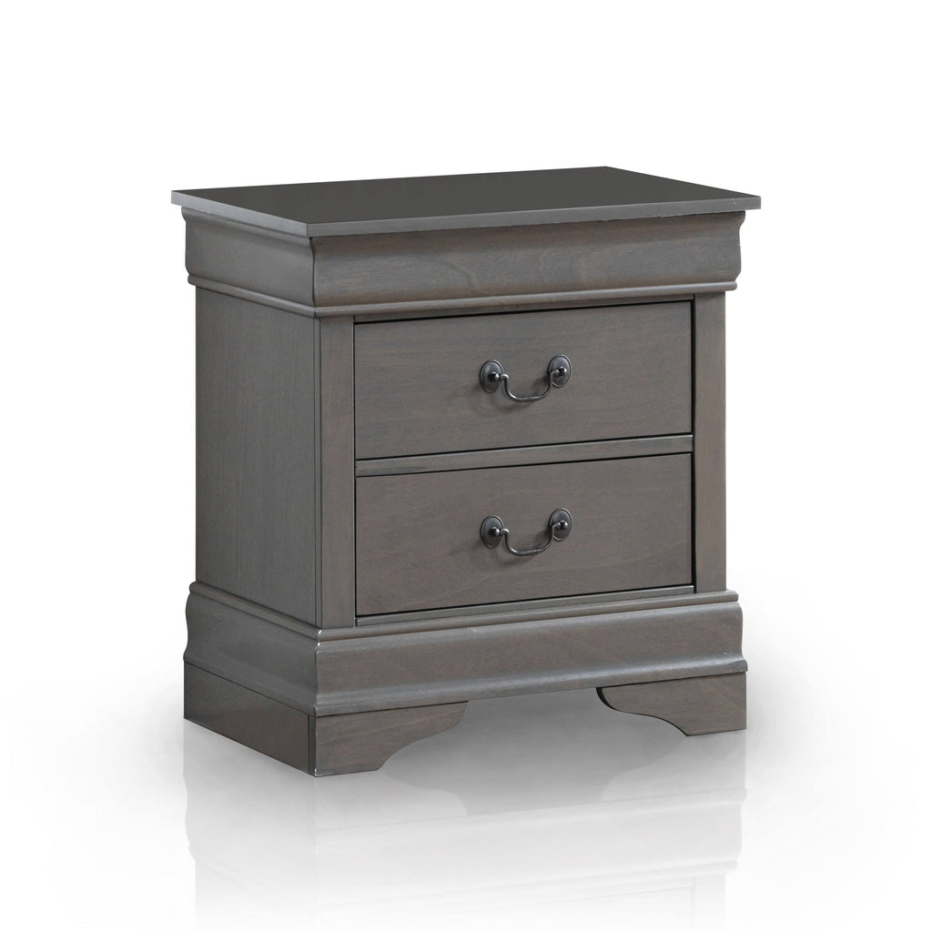 Grey Solid Wood Nightstand D1462