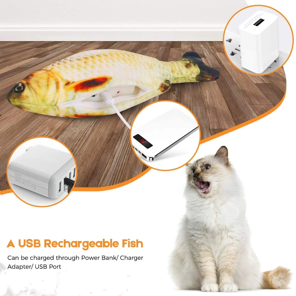 Flopping Fish Cat Toy with Catnip Bag Motion Plush Interactive Cat Toy M309209