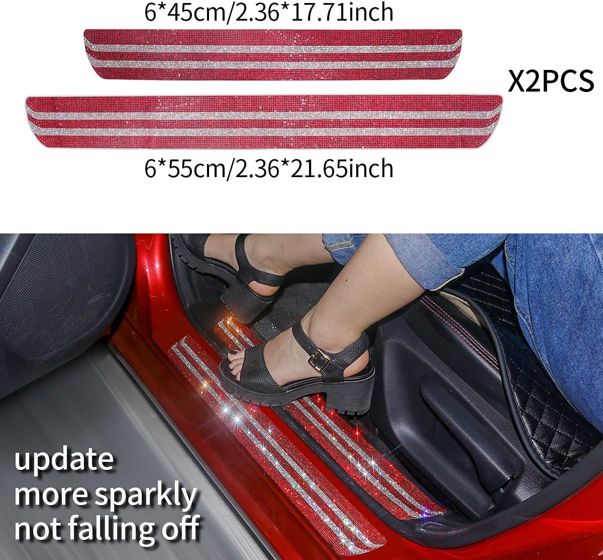 2 Packs Rhinestone Door Entry Guard Protective Stickers Q14528
