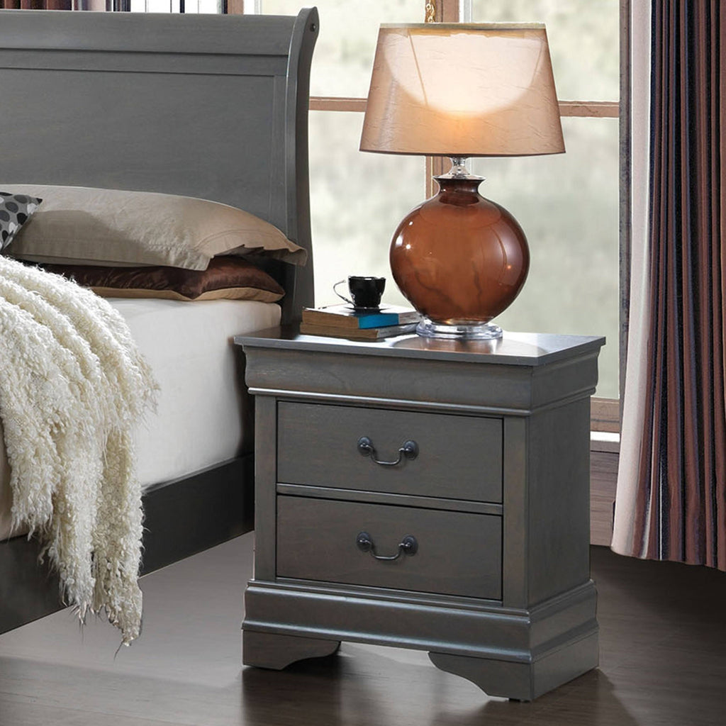 Grey Solid Wood Nightstand D1462