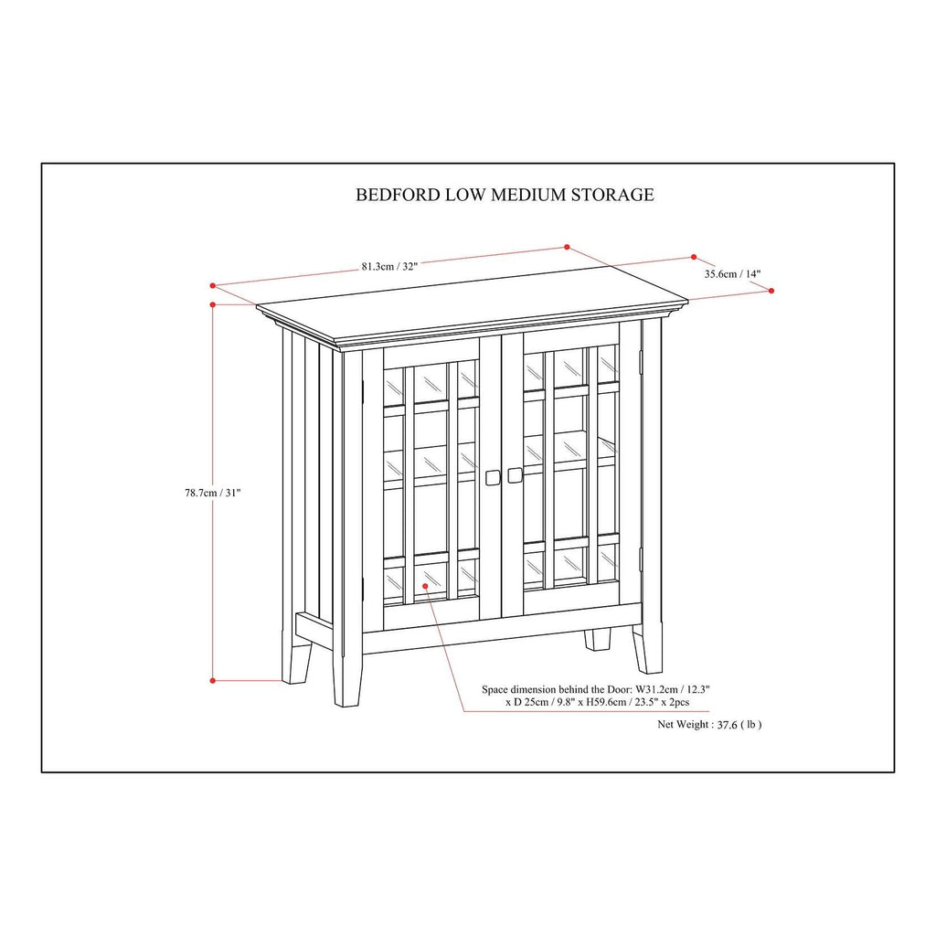 White Solid Wood Storage Media Cabinet A522