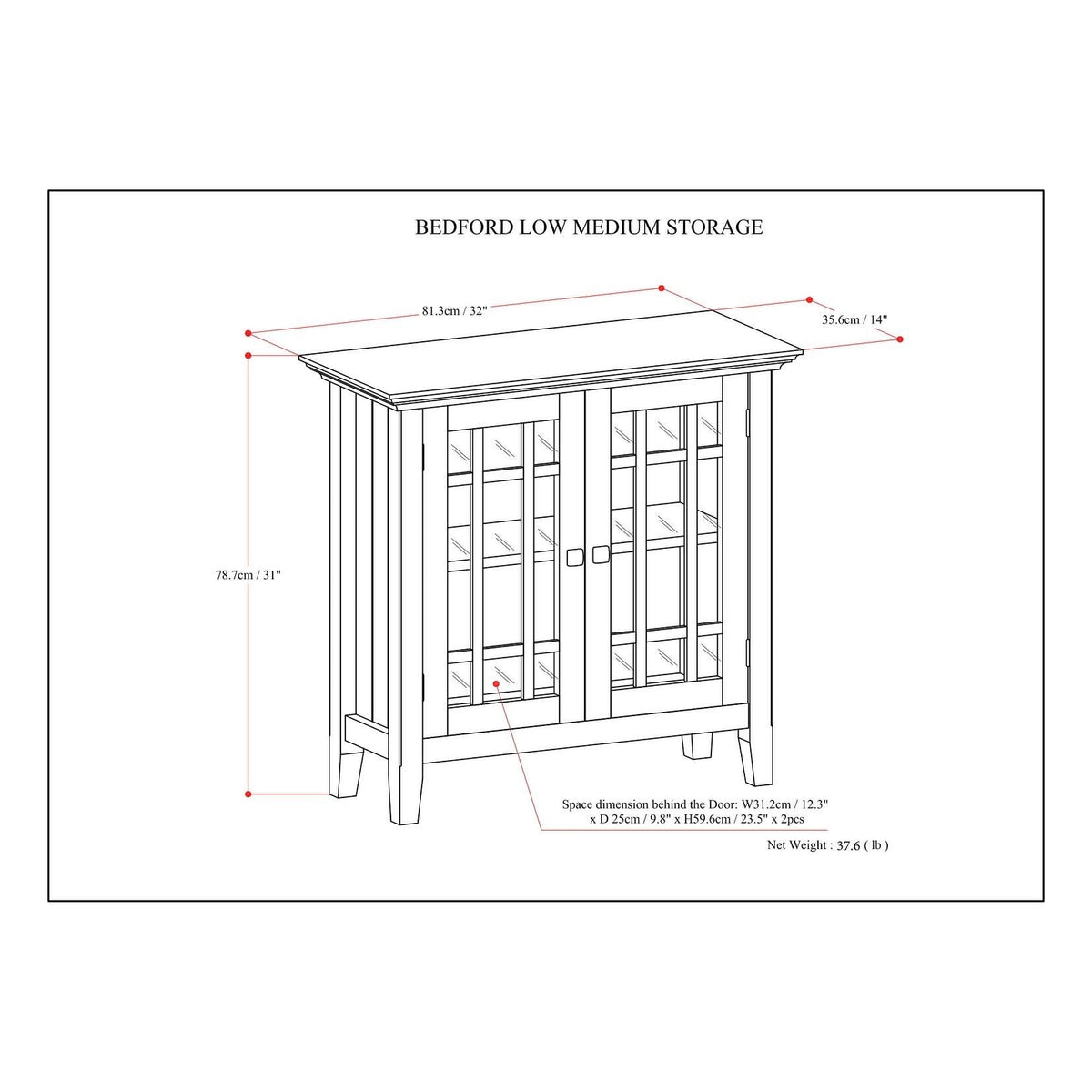 White Solid Wood Storage Media Cabinet A522