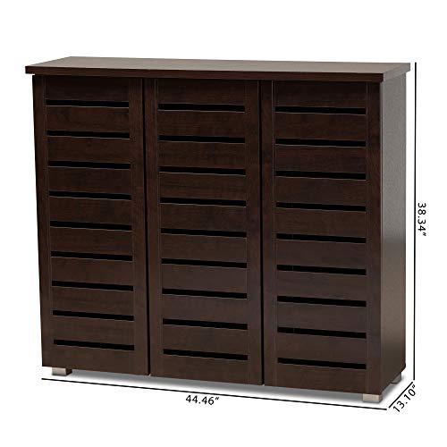 Dark Brown 3-Door Shoe Storage Cabinet E500548