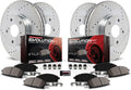 Front and Rear Carbon Fiber Brake Pads with Drilled & Slotted Brake Rotors Kit W509