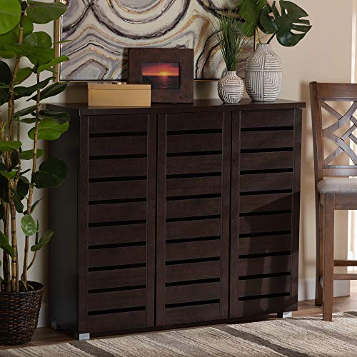 Dark Brown 3-Door Shoe Storage Cabinet E500548