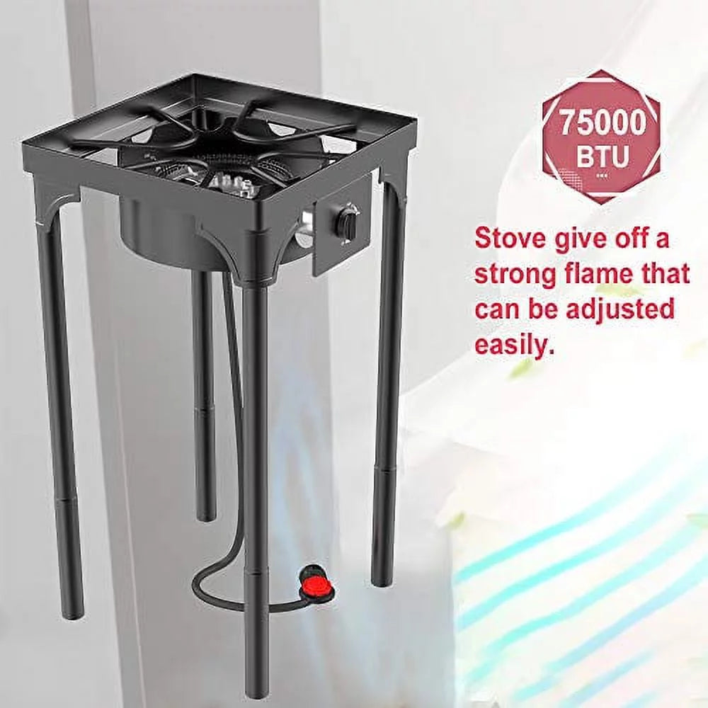 Portable Propane Stove, Single Burner with Gas Hose, Detachable Legs Q65931