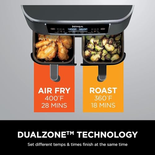 10 Quart DualZone XL 2-Basket Air Fryer, Grey B1172