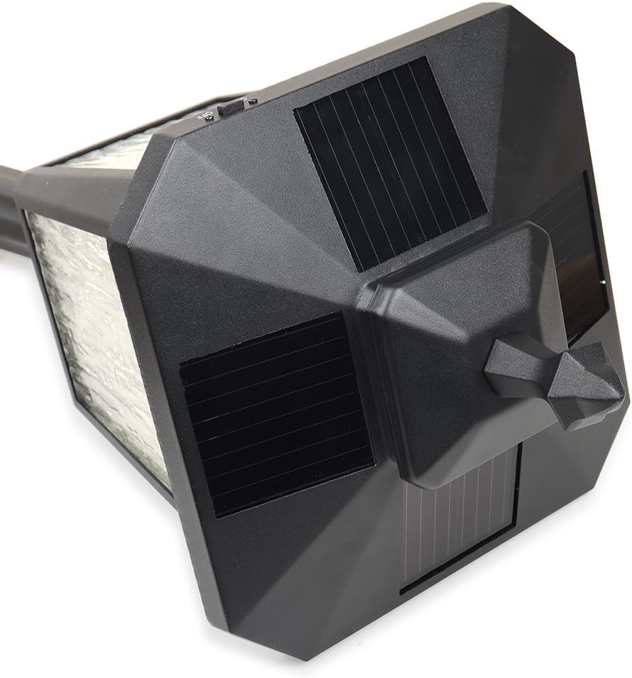 76" Height Solar Lamp Post Lights with Planter, Die-Casting Aluminum, Glass Lampshade with Warm White LED, Matte Black M94037