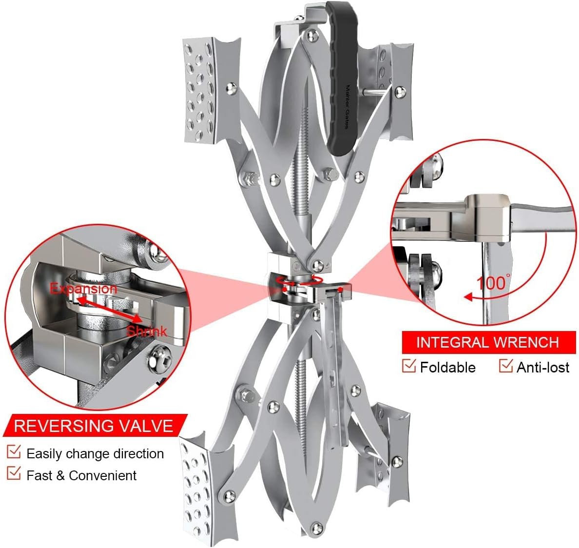 2 Sets X-Shape Wheel Chocks with Integrated Wrench and Anti-Theft Code Lock B8239
