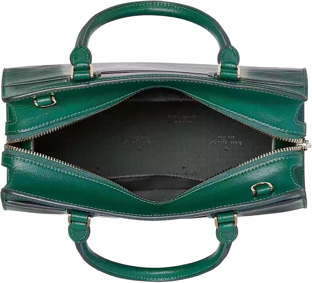 Medium Saffiano Leather Satchel Bag, Deep Jade O428636
