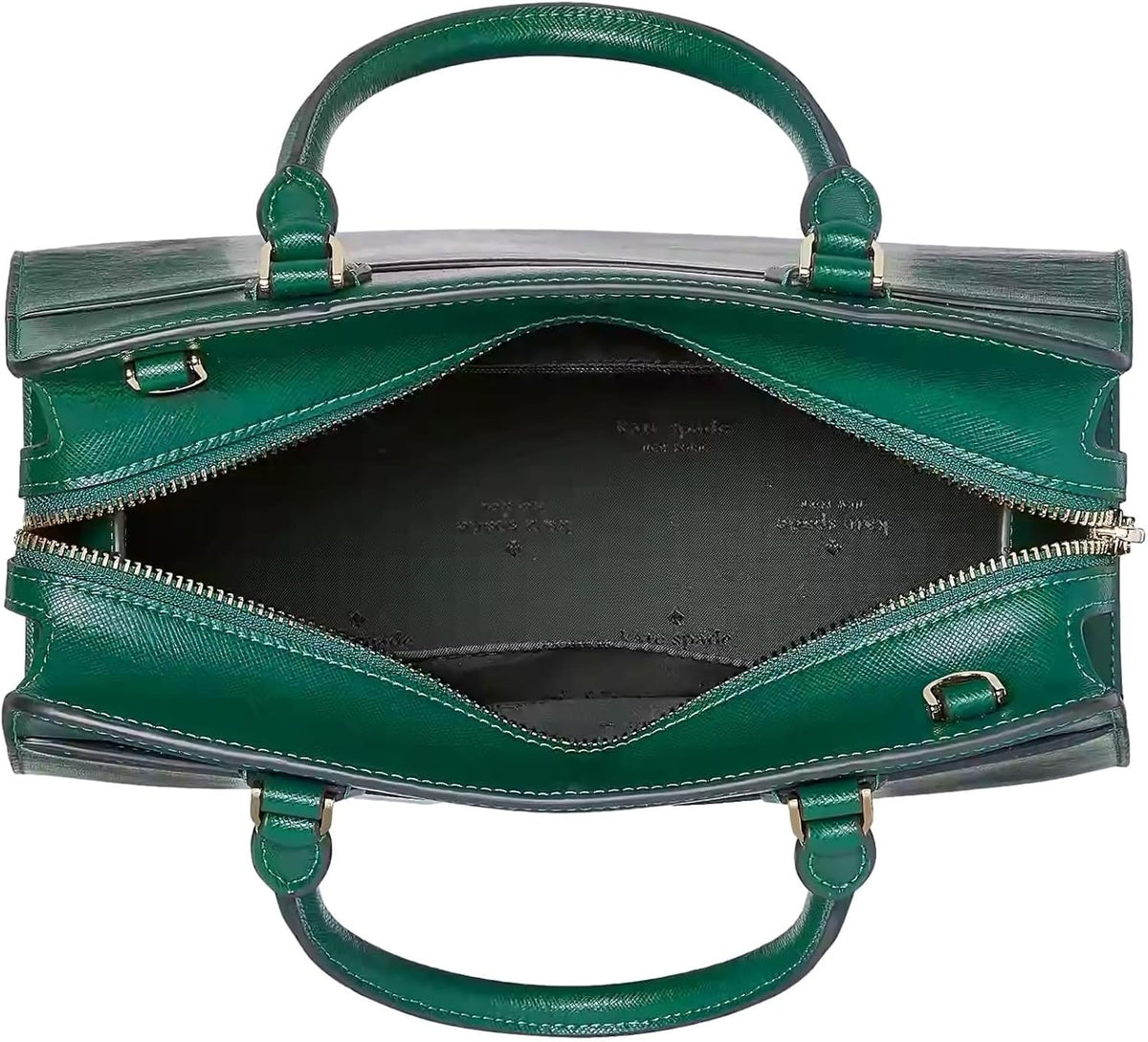 Medium Saffiano Leather Satchel Bag, Deep Jade O428636