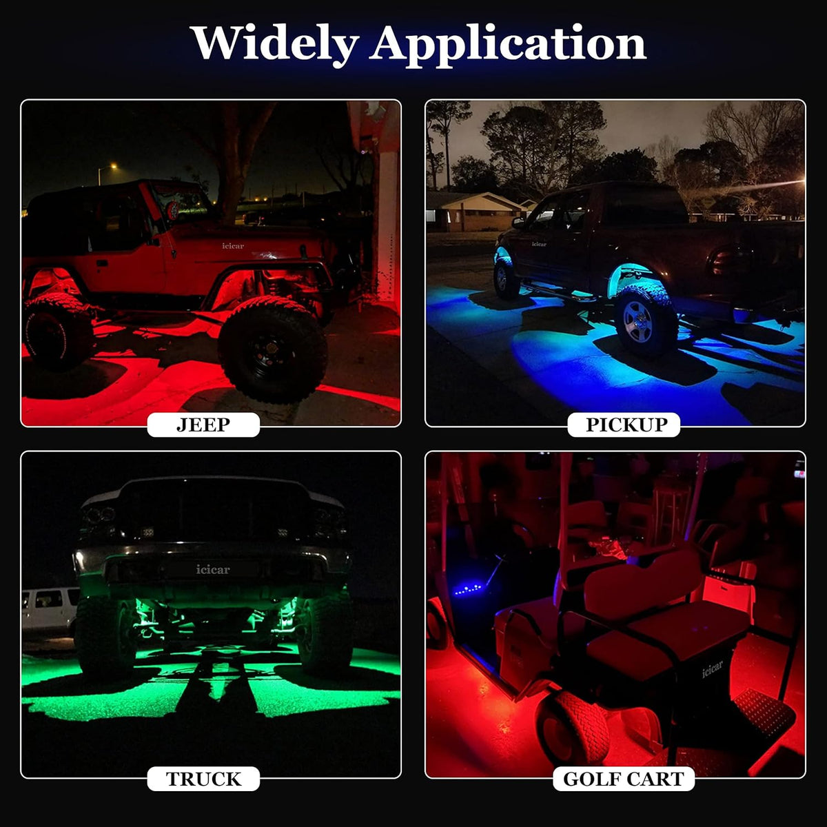 LED Rock Lights, 180 LEDs RGB IP68 Waterproof (12 Pods) B423833