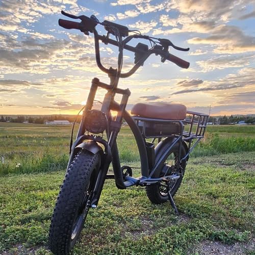 Dual Motor 2000W Electric Bike, Full Suspension, 18AH Removable Battery, Fat Tire Bicycle with Long Seat & Basket T1357