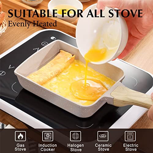 Nonstick Granite Omelette Pan with Spatula, 6" x 7" (Grey) S800521