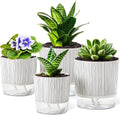 4 Pack Self Watering Pots, 4.3+5.5 Inch Planter Pot with Wick Rope and Reservoir V453