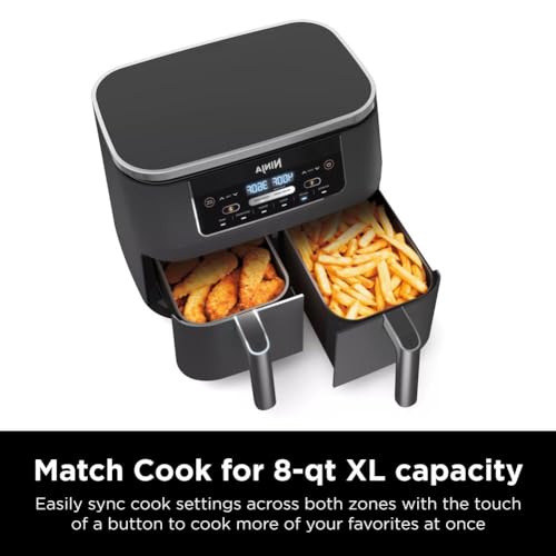 10 Quart DualZone XL 2-Basket Air Fryer, Grey B1172