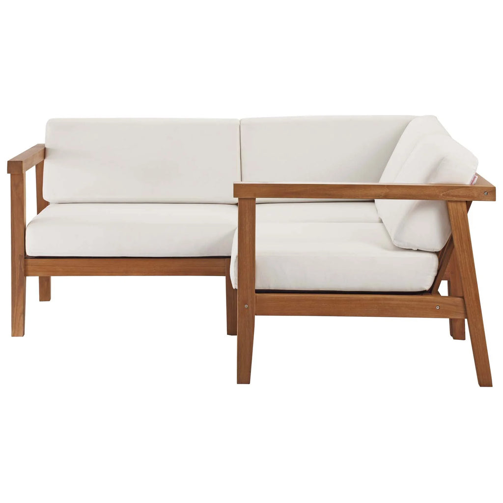 Natural White Teak Wood 3-Piece Sectional Sofa Set X17117