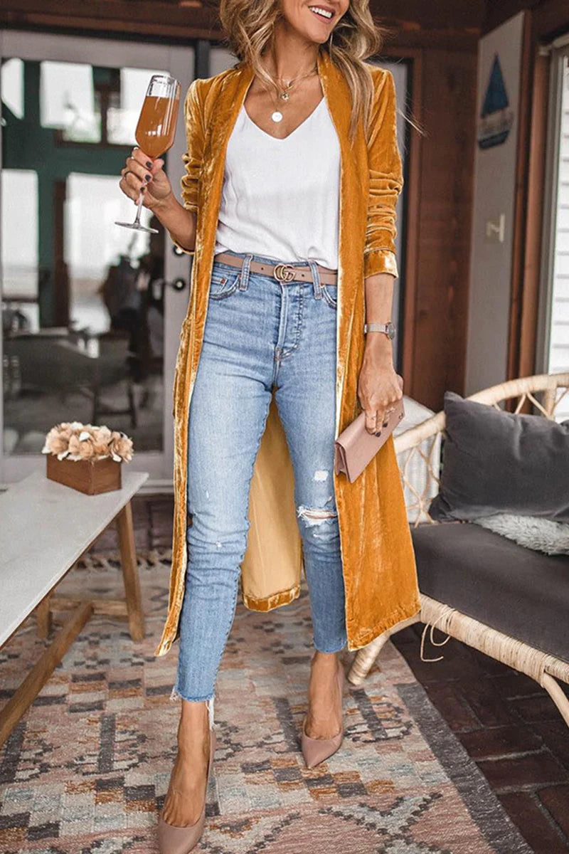 Solid Patchwork Cardigan Collar Outerwear Y432