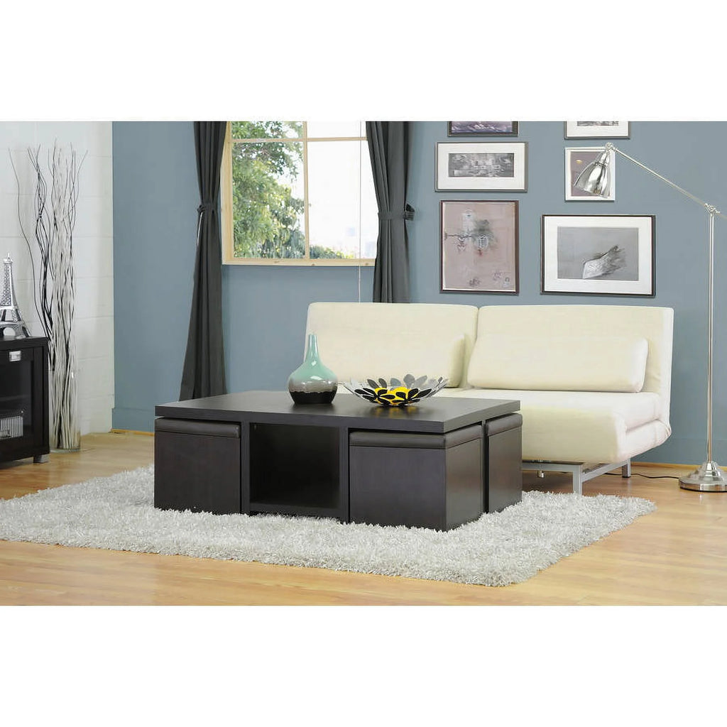 Modern Table and Stool Set with Hidden Storage V315061