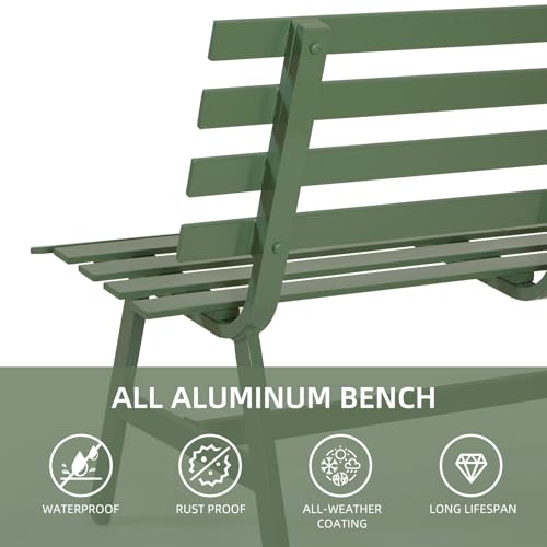 Blue Weatherproof Aluminum Outdoor Bench O1172