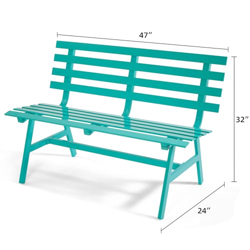 Blue Weatherproof Aluminum Outdoor Bench O1172