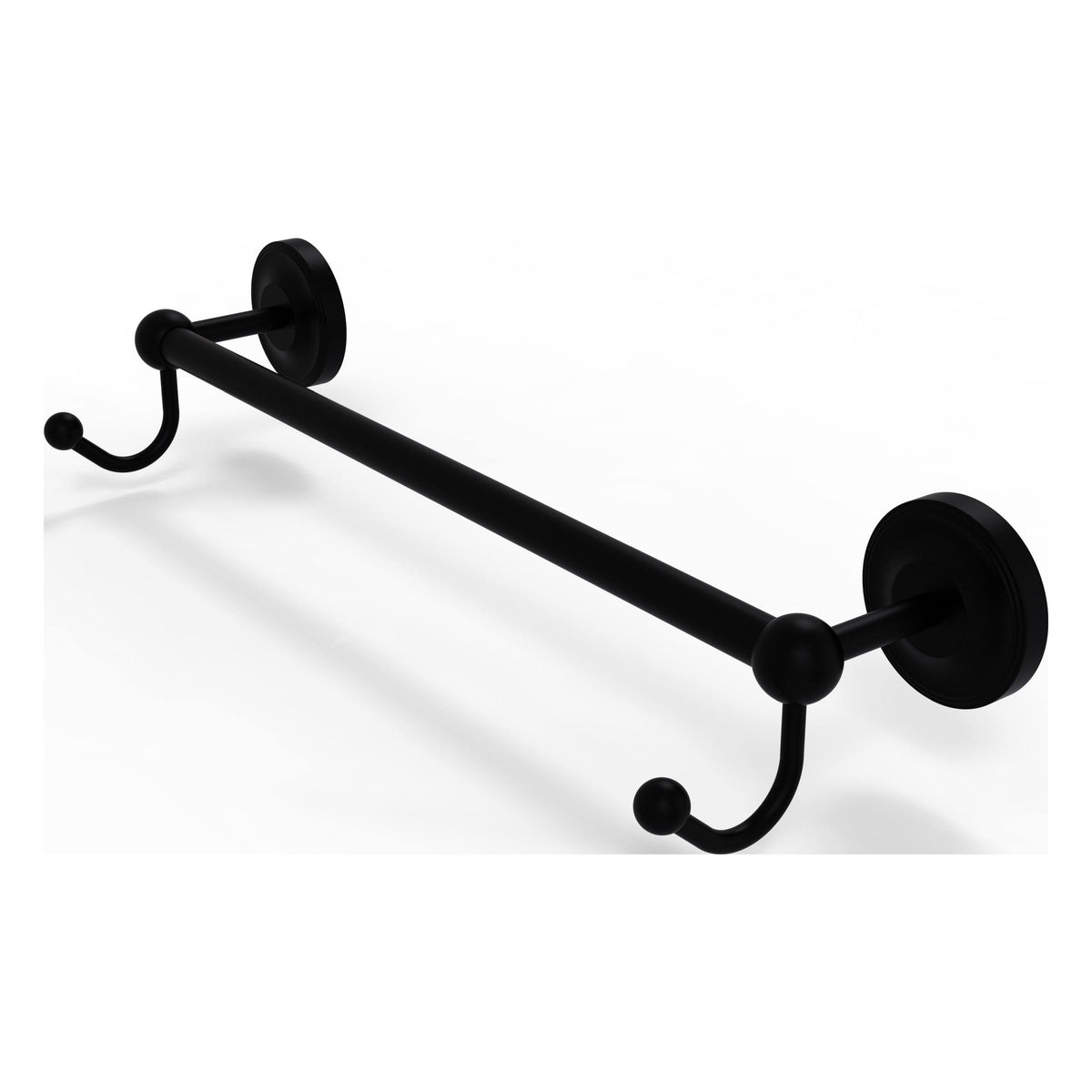 Matte Black 24 inch Towel Bar with Integrated Hooks E8391