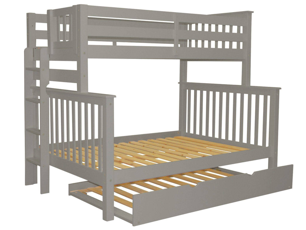 Gray Twin over Full Bunk Beds with End Ladder and Trundle E21827