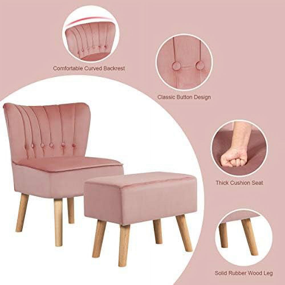 Velvet Accent Chair Ottoman Set N503727