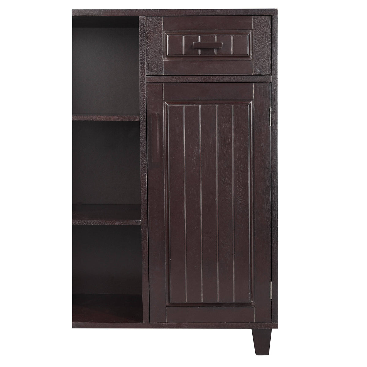 Dark Birch Floor Cabinet with 1 Door, 1 Drawer and 3 Open Shelves F24535