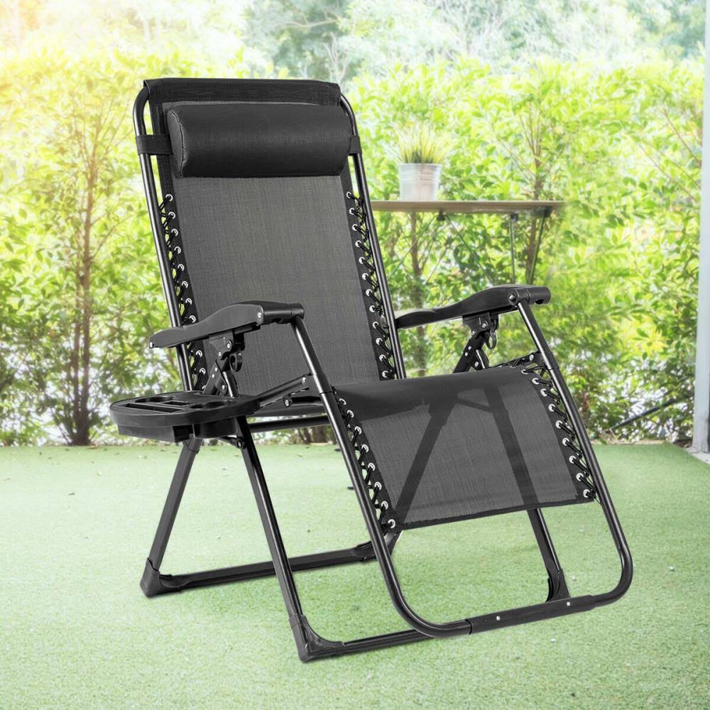 Black Metal Frame Zero Gravity Chair with Black Sling Seat L667