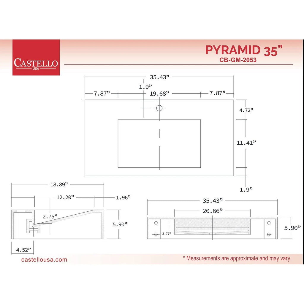 48 No Faucet Hole Grey Wall-Mounted Sink L2168