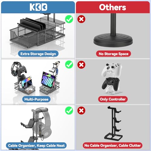 Aluminum Headphone Stand with Drawer and Cable Organizer O49795
