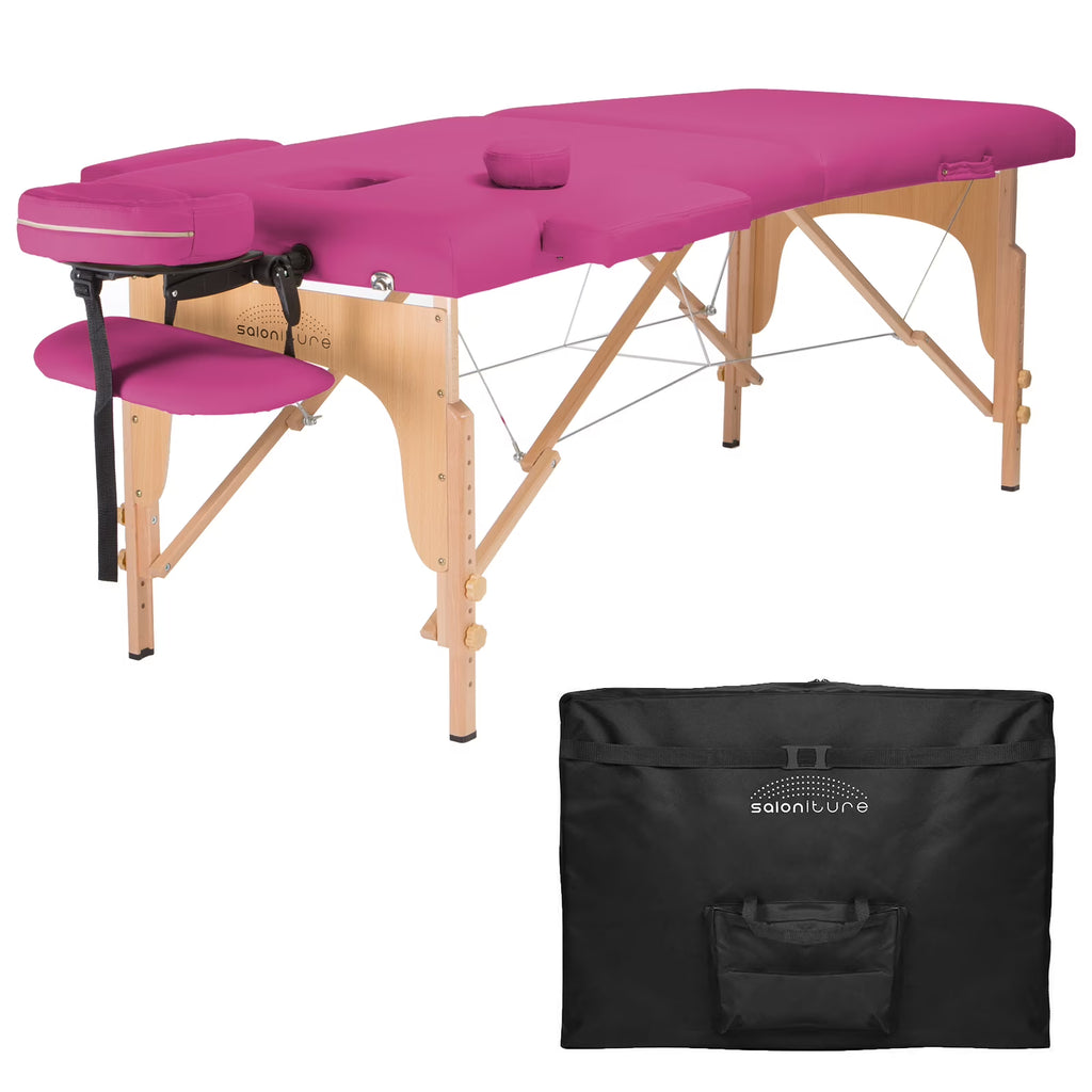 Hot Pink Portable Folding Massage Table with Carrying Case K9691