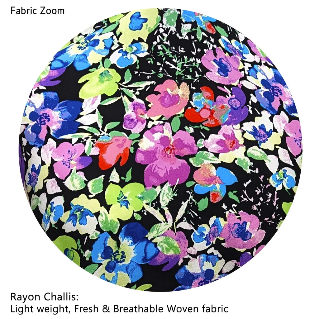 Colorful Garden Print Caftan Dress W539
