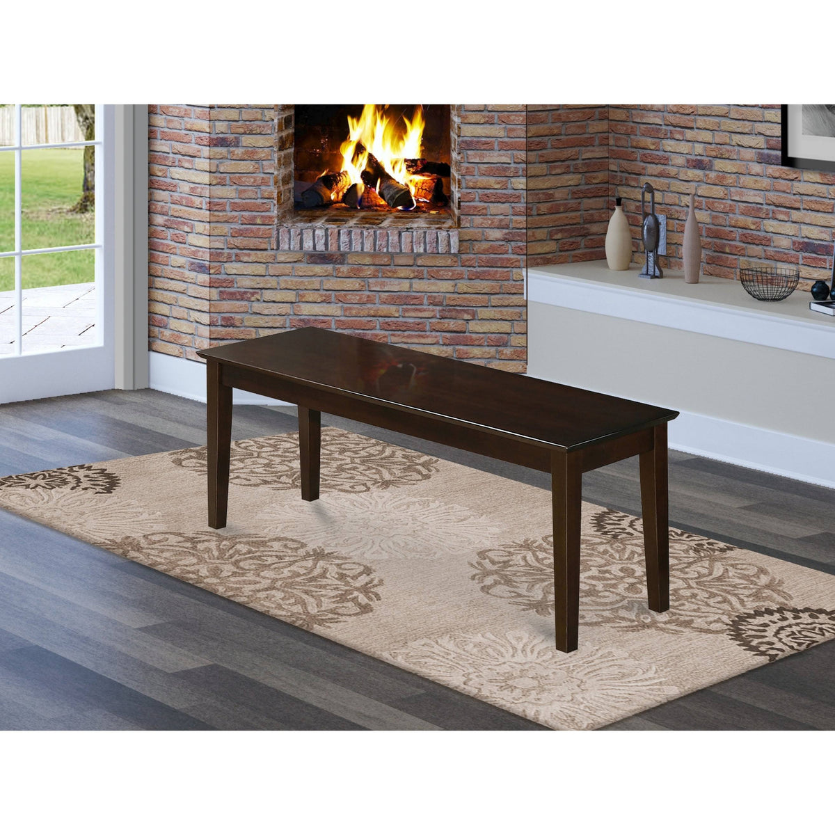 Wooden Seat Single Dining Bench (Cappuccino) J4843