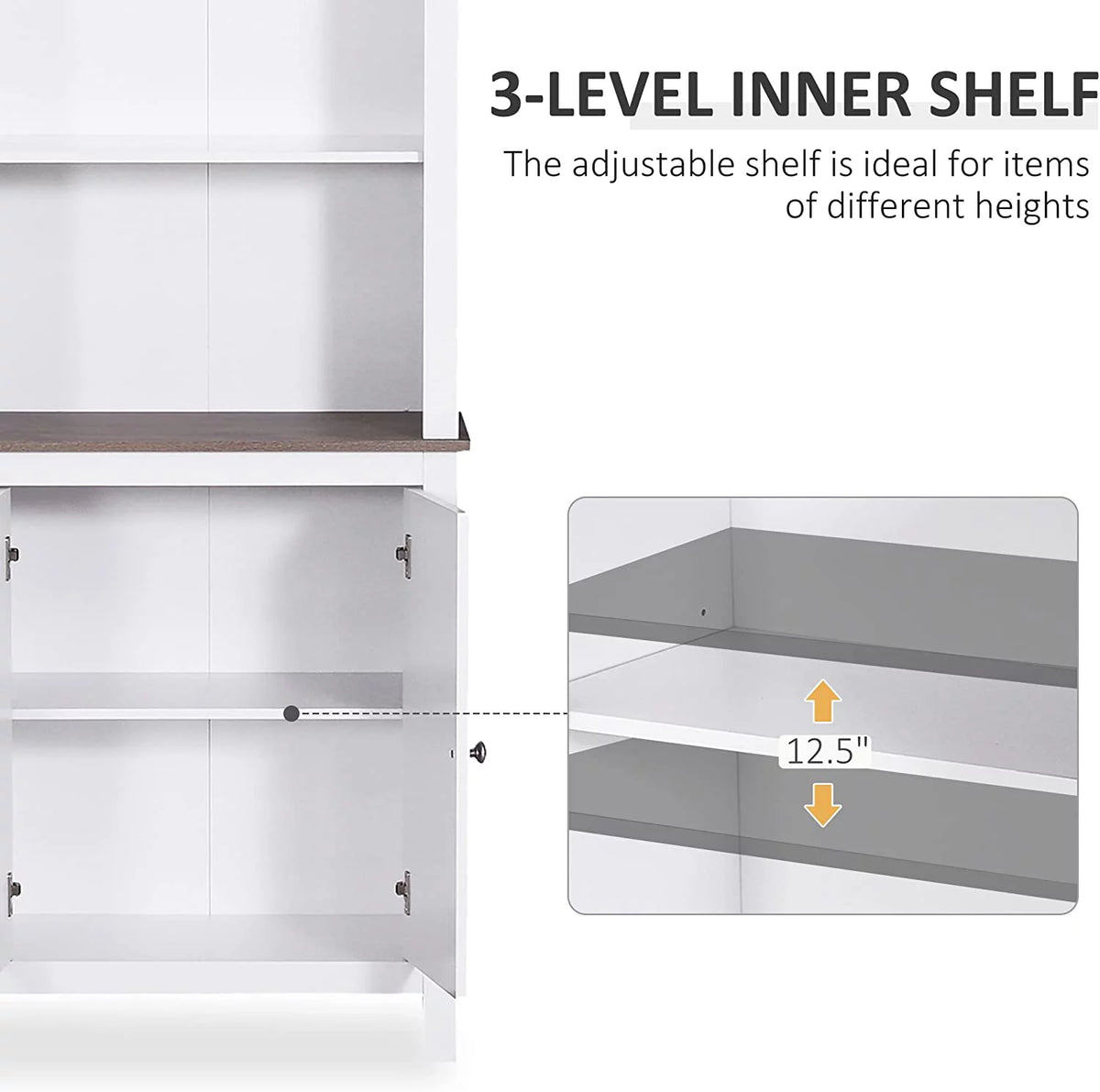 White 3-Tier Double Door Storage Cabinet E59939