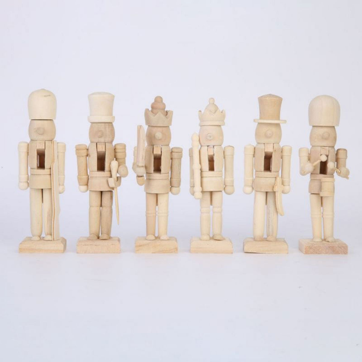 6 Pcs Wooden Nutcracker Figures Wooden Soldier Doll Z687