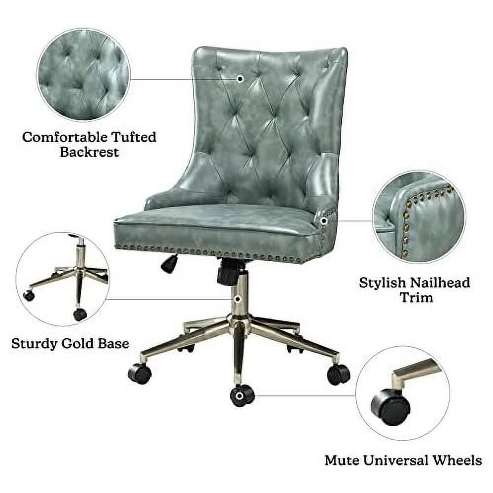 PU Leather Armless Office Chair with 5 Rolling Casters V51955