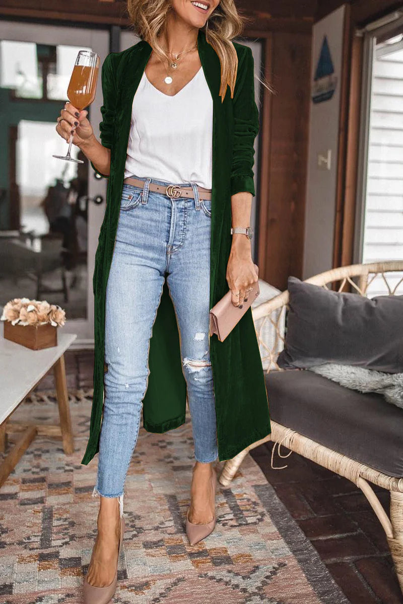 Solid Patchwork Cardigan Collar Outerwear Y432