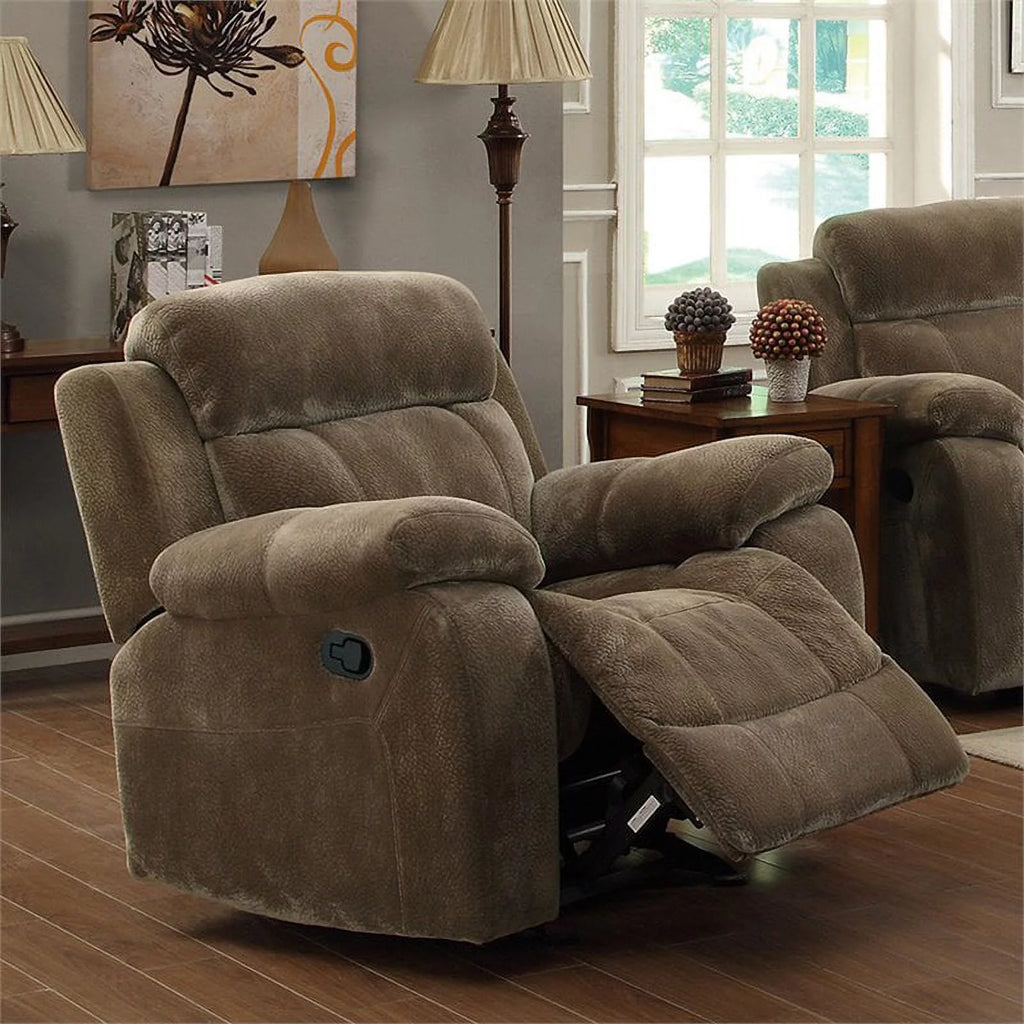 Mocha Brown Velvet Fabric Glider Recliner B59164