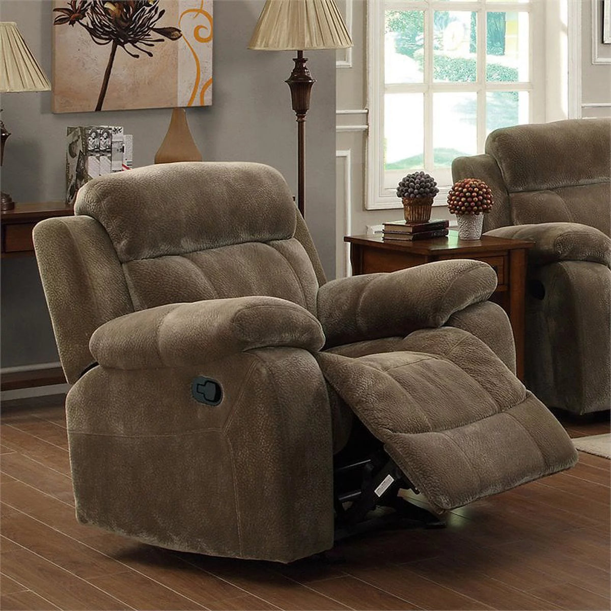 Mocha Brown Velvet Fabric Glider Recliner B59164