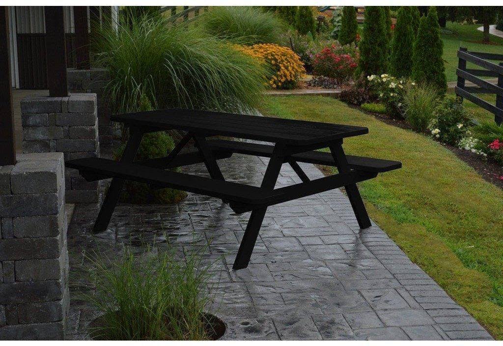 Yellow Pine Picnic Table with Attached Benches Q573541