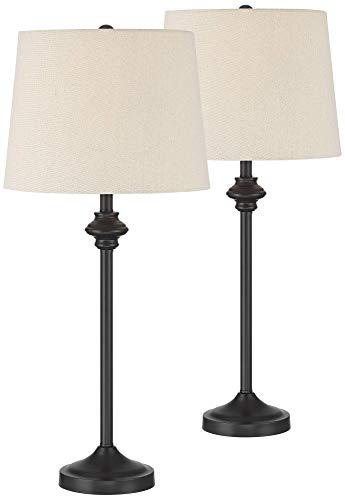 Set of 2 Dark Bronze Brown Metal Table Lamps Y58212